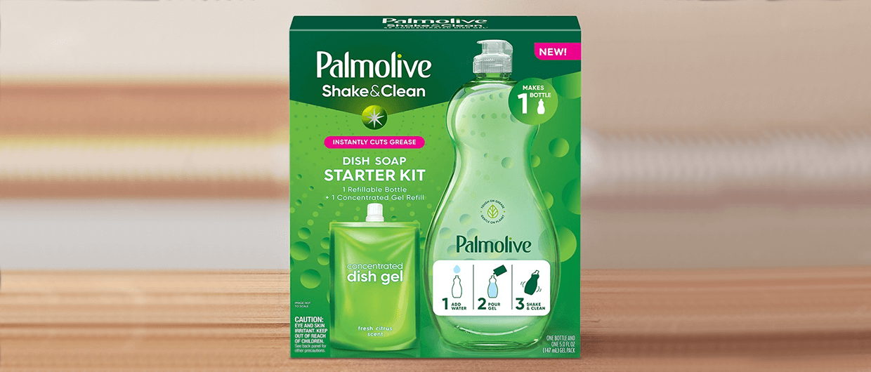 Palmolive Shake & Clean cuts grease on dishes while helping families easily reduce plastic waste consumption