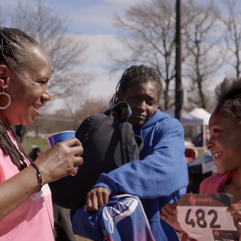Coach Jean Bell and athlete Brooke Sheppard, of Jeuness Track Club Inc., from Netflix Original Documentary Sisters On Track