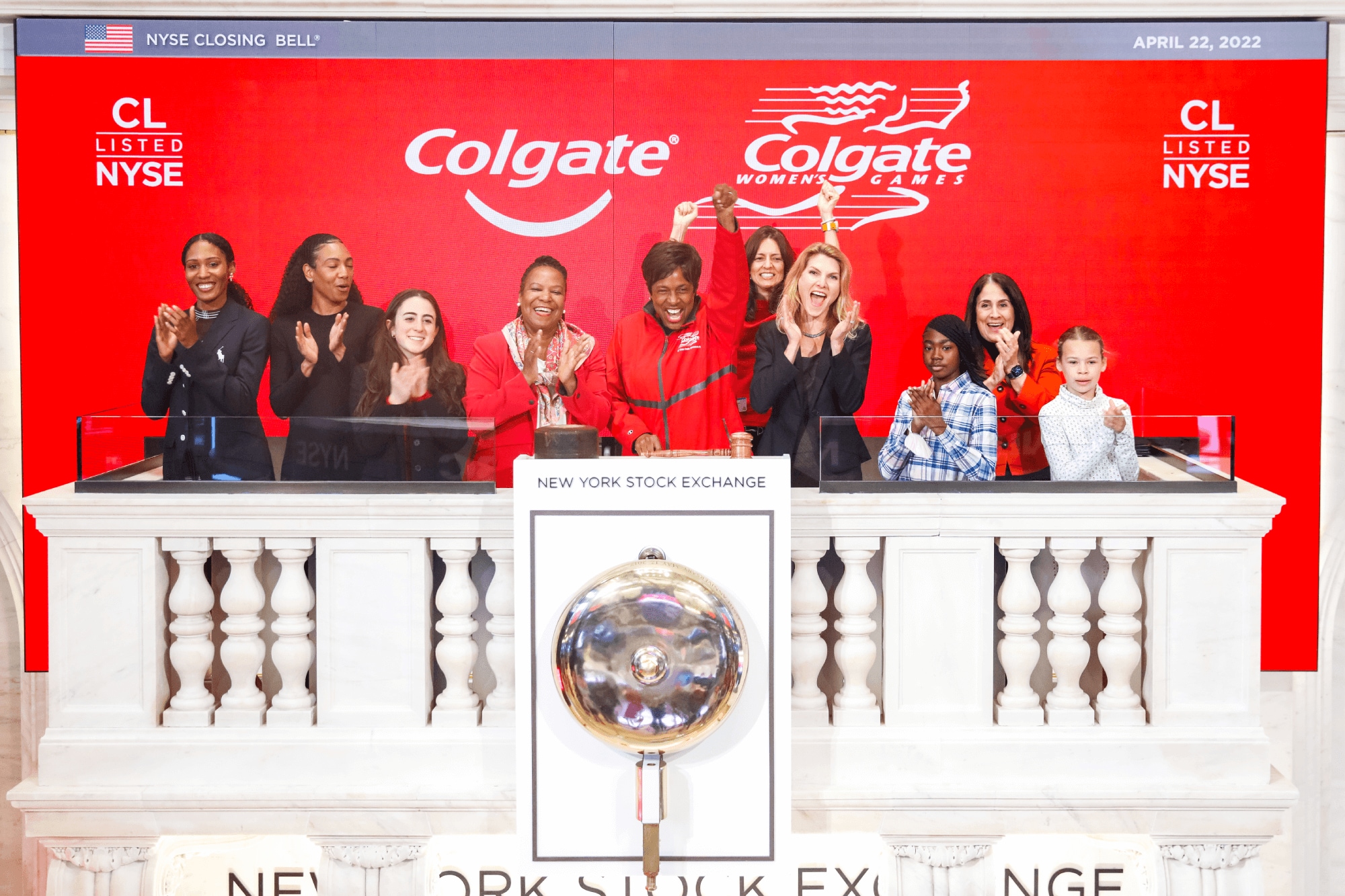 Colgate-Palmolive rings the closing bell at the New York Stock Exchange in honor of the Colgate Women's Games