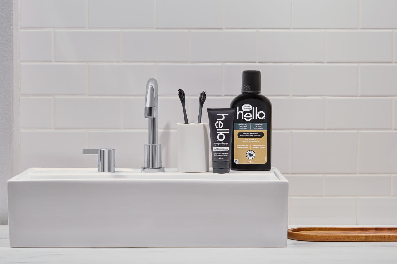 Hello Products in bathroom setting